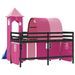 Lit mezzanine enfants avec tour rose 90x190 cm bois pin massif - Photo n°7