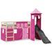 Lit mezzanine enfants avec tour rose 90x190 cm bois pin massif - Photo n°3