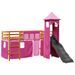 Lit mezzanine enfants avec tour rose 90x190 cm bois pin massif - Photo n°2