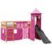 Lit mezzanine enfants avec tour rose 90x190 cm bois pin massif - Photo n°4