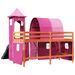 Lit mezzanine enfants avec tour rose 90x190 cm bois pin massif - Photo n°10