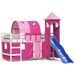 Lit mezzanine enfants avec tour rose 90x200 cm bois pin massif - Photo n°1