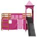 Lit mezzanine enfants avec tour rose 90x200 cm bois pin massif - Photo n°6