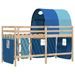 Lit mezzanine enfants avec tunnel bleu 80x200cm bois pin massif - Photo n°6