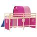 Lit mezzanine enfants avec tunnel rose 80x200cm bois pin massif - Photo n°7