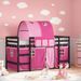 Lit mezzanine enfants avec tunnel rose 80x200cm bois pin massif - Photo n°2