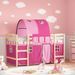 Lit mezzanine enfants avec tunnel rose 80x200cm bois pin massif - Photo n°2