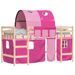 Lit mezzanine enfants avec tunnel rose 80x200cm bois pin massif - Photo n°3