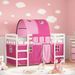 Lit mezzanine enfants avec tunnel rose 80x200cm bois pin massif - Photo n°2