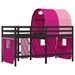 Lit mezzanine enfants avec tunnel rose 80x200cm bois pin massif - Photo n°6