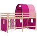 Lit mezzanine enfants avec tunnel rose 80x200cm bois pin massif - Photo n°6