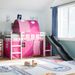 Lit mezzanine enfants avec tunnel rose 80x200cm bois pin massif - Photo n°1