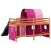 Lit mezzanine enfants avec tunnel rose 80x200cm bois pin massif - Photo n°10