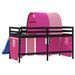 Lit mezzanine enfants avec tunnel rose 90x190cm bois pin massif - Photo n°7