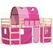 Lit mezzanine enfants avec tunnel rose 90x190cm bois pin massif - Photo n°4