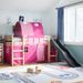 Lit mezzanine enfants avec tunnel rose 90x190cm bois pin massif - Photo n°1