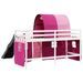 Lit mezzanine enfants avec tunnel rose 90x190cm bois pin massif - Photo n°10