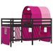 Lit mezzanine enfants avec tunnel rose 90x200cm bois pin massif - Photo n°6