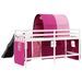 Lit mezzanine enfants avec tunnel rose 90x200cm bois pin massif - Photo n°10