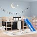 Lit mezzanine enfants et rideaux blanc/noir 80x200cm pin massif - Photo n°2