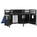 Lit mezzanine enfants et rideaux blanc/noir 90x190cm pin massif - Photo n°7