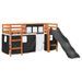 Lit mezzanine enfants et rideaux blanc/noir 90x190cm pin massif - Photo n°2