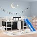 Lit mezzanine enfants et rideaux blanc/noir 90x200cm pin massif - Photo n°2