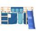 Lit mezzanine enfants et rideaux bleu 80x200cm bois pin massif - Photo n°5