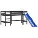 Lit mezzanine enfants et rideaux bleu 80x200cm bois pin massif - Photo n°10