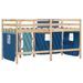 Lit mezzanine enfants et rideaux bleu 80x200cm bois pin massif - Photo n°6