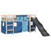 Lit mezzanine enfants et rideaux bleu 80x200cm bois pin massif - Photo n°4