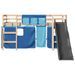 Lit mezzanine enfants et rideaux bleu 80x200cm bois pin massif - Photo n°6