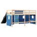 Lit mezzanine enfants et rideaux bleu 80x200cm bois pin massif - Photo n°10