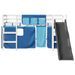 Lit mezzanine enfants et rideaux bleu 80x200cm bois pin massif - Photo n°6