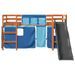 Lit mezzanine enfants et rideaux bleu 80x200cm bois pin massif - Photo n°6