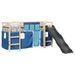 Lit mezzanine enfants et rideaux bleu 90x190cm bois pin massif - Photo n°4