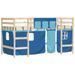 Lit mezzanine enfants et rideaux bleu 90x200cm bois pin massif - Photo n°4