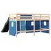 Lit mezzanine enfants et rideaux bleu 90x200cm bois pin massif - Photo n°10