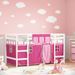 Lit mezzanine enfants et rideaux rose 80x200cm bois pin massif - Photo n°2