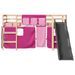 Lit mezzanine enfants et rideaux rose 80x200cm bois pin massif - Photo n°6