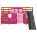 Lit mezzanine enfants et rideaux rose 80x200cm bois pin massif - Photo n°6