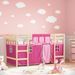 Lit mezzanine enfants et rideaux rose 90x190cm bois pin massif - Photo n°2