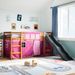 Lit mezzanine enfants et rideaux rose 90x190cm bois pin massif - Photo n°1