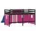 Lit mezzanine enfants et rideaux rose 90x200cm bois pin massif - Photo n°7