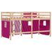 Lit mezzanine enfants et rideaux rose 90x200cm bois pin massif - Photo n°6