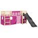 Lit mezzanine enfants et rideaux rose 90x200cm bois pin massif - Photo n°2