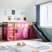 Lit mezzanine enfants et rideaux rose 90x200cm bois pin massif - Photo n°1