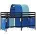 Lit mezzanine enfants et tunnel bleu 90x190 cm bois pin massif - Photo n°7