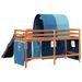 Lit mezzanine enfants et tunnel bleu 90x200cm bois pin massif - Photo n°10