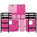 Lit mezzanine enfants et tunnel rose 90x190 cm bois pin massif - Photo n°5